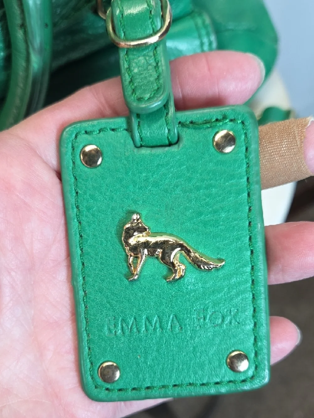 Emma Fox Green Leather Satchel with Gold Hardware - Picture 7 of 11